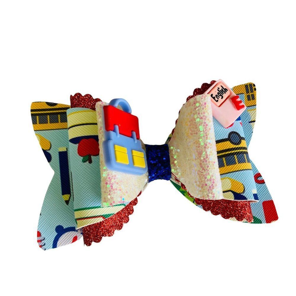 BACK to SCHOOL Hair Bow Clip for Girls Handmade NEW